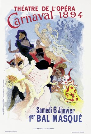 WikiOO.org - Encyclopedia of Fine Arts - Maleri, Artwork Jules Cheret - Poster Advertising A Masked Ball And Carnival