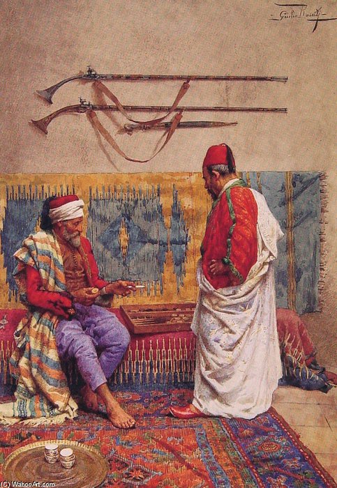 Wikioo.org - The Encyclopedia of Fine Arts - Painting, Artwork by Giulio Rosati - Game Of Backgammon