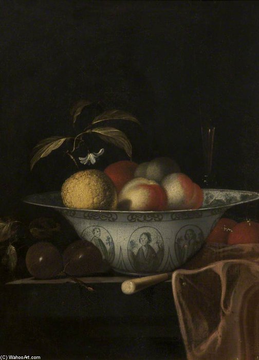 Wikioo.org - The Encyclopedia of Fine Arts - Painting, Artwork by Juriaen Van Streeck - Fruit In A Delft Dish