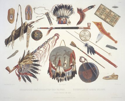Wikoo.org - موسوعة الفنون الجميلة - اللوحة، العمل الفني Karl Bodmer - Indian Utensils And Arms -