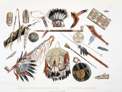WikiOO.org - Encyclopedia of Fine Arts - Schilderen, Artwork Karl Bodmer - Indian Utensils And Arms -