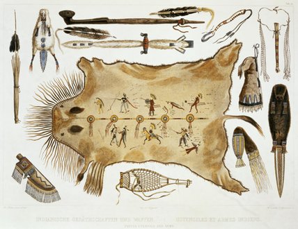 WikiOO.org - Güzel Sanatlar Ansiklopedisi - Resim, Resimler Karl Bodmer - Indian Utensils And Arms
