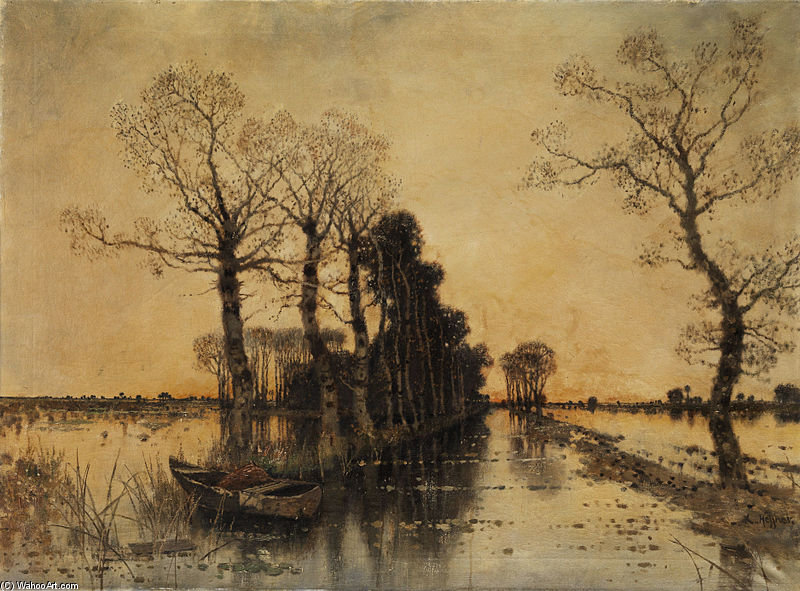 Wikioo.org - The Encyclopedia of Fine Arts - Painting, Artwork by Karl Heffner - Moorlandschaft Mit Überschwemmter Allee