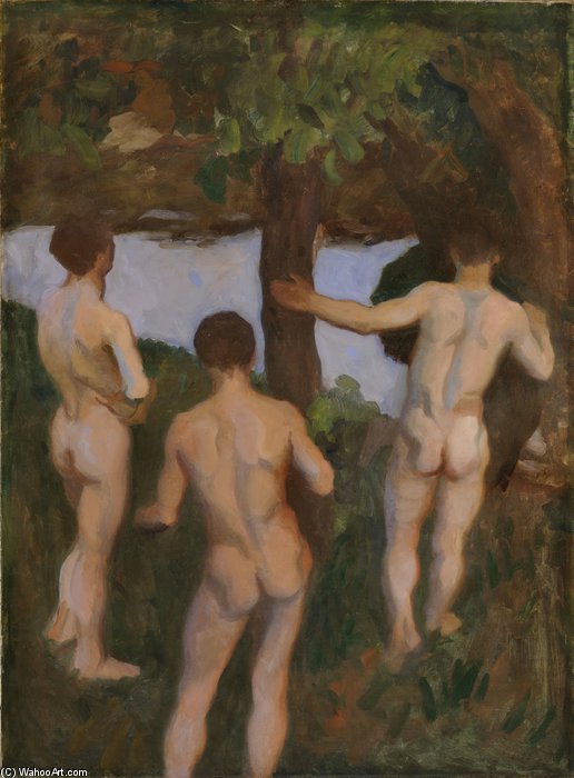 Wikioo.org - The Encyclopedia of Fine Arts - Painting, Artwork by Karoly Ferenczy - Boys On The Beach
