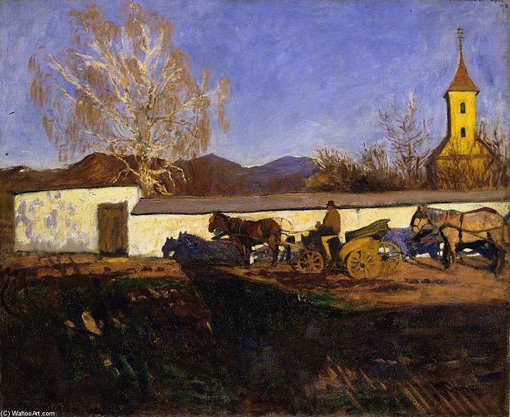 WikiOO.org - 백과 사전 - 회화, 삽화 Karoly Ferenczy - Evening In March