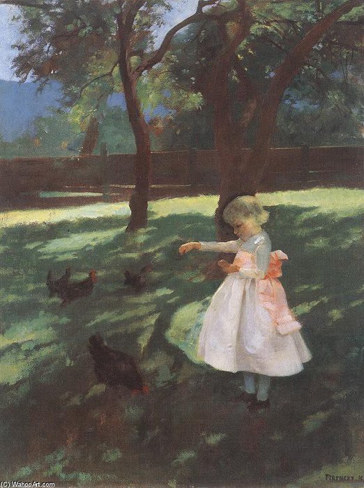 Wikioo.org - The Encyclopedia of Fine Arts - Painting, Artwork by Karoly Ferenczy - Feeding The Chickens