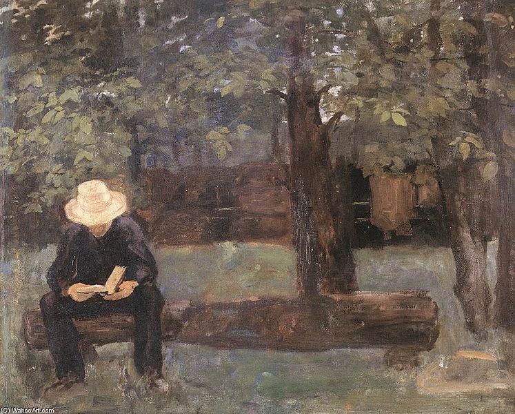 Wikioo.org - The Encyclopedia of Fine Arts - Painting, Artwork by Karoly Ferenczy - Man Sitting On A Log