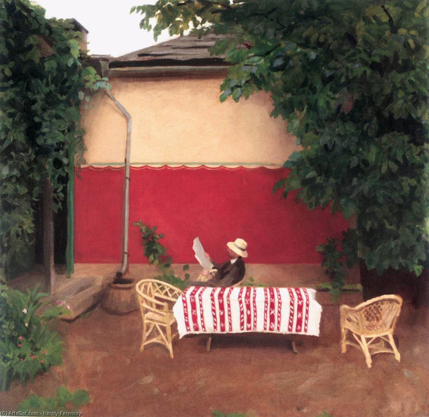 Wikioo.org - Bách khoa toàn thư về mỹ thuật - Vẽ tranh, Tác phẩm nghệ thuật Karoly Ferenczy - Red Wall