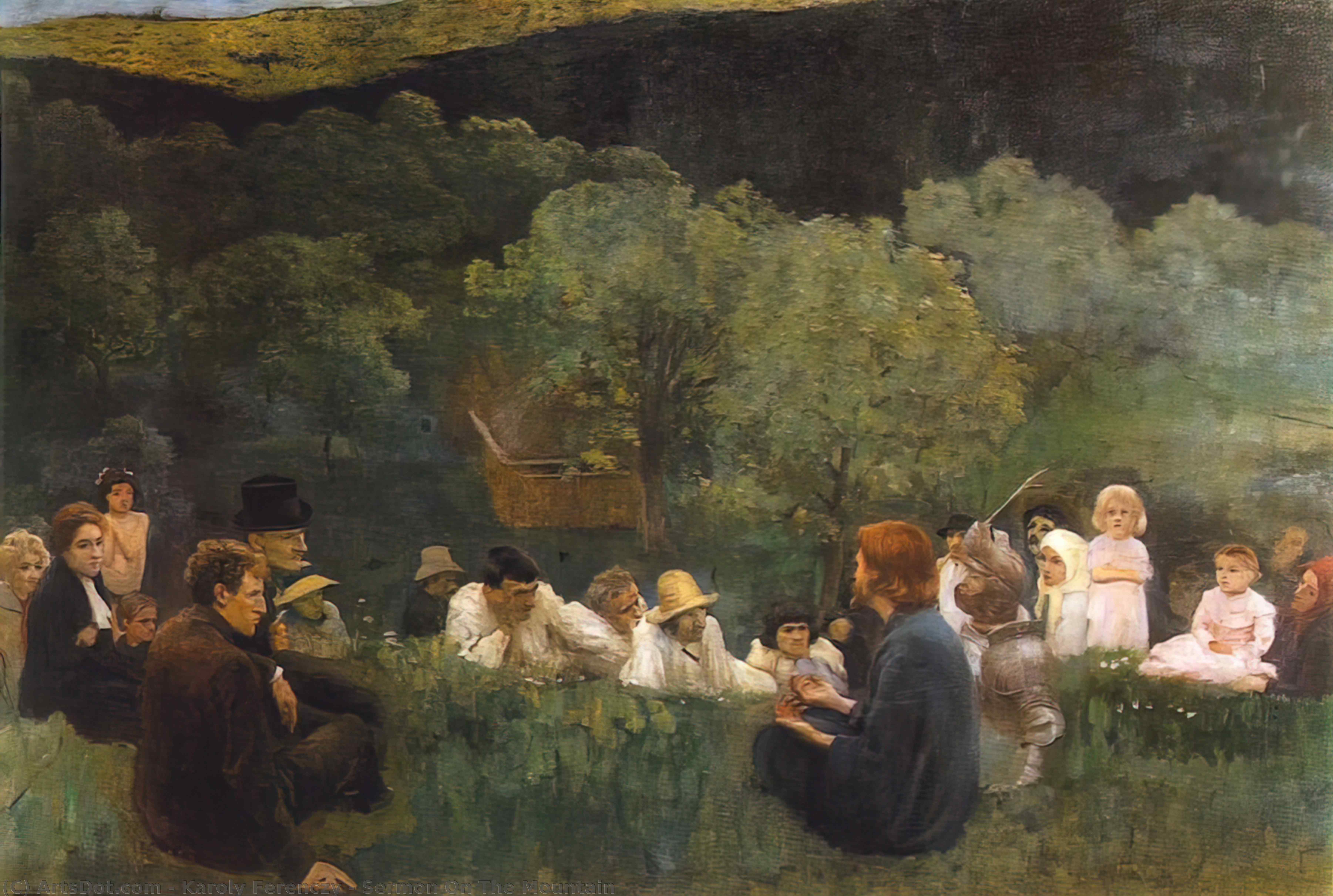 Wikioo.org - The Encyclopedia of Fine Arts - Painting, Artwork by Karoly Ferenczy - Sermon On The Mountain