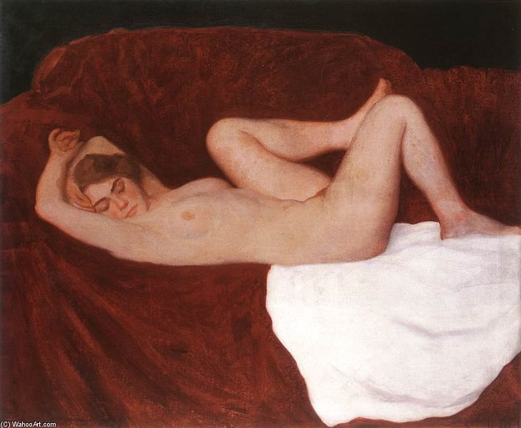 Wikioo.org - The Encyclopedia of Fine Arts - Painting, Artwork by Karoly Ferenczy - Sleeping Woman