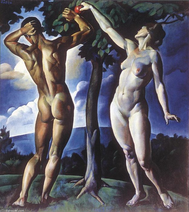WikiOO.org - Encyclopedia of Fine Arts - Maleri, Artwork Karoly Patko - Adam And Eve
