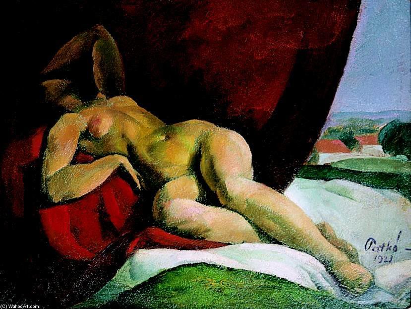 Wikioo.org – L'Encyclopédie des Beaux Arts - Peinture, Oeuvre de Karoly Patko - nu couché étudier  pour  la  sieste