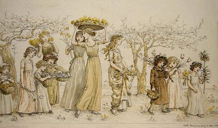 Wikioo.org - The Encyclopedia of Fine Arts - Painting, Artwork by Kate Greenaway - Springtime