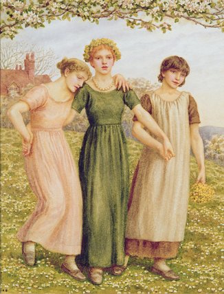 WikiOO.org - אנציקלופדיה לאמנויות יפות - ציור, יצירות אמנות Kate Greenaway - Three Young Girls