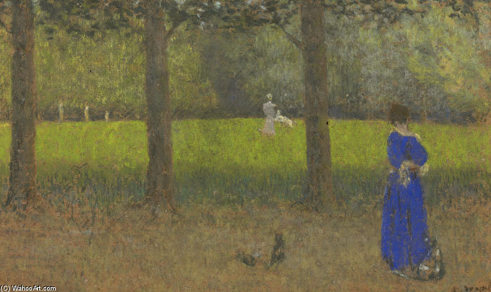 Wikioo.org - The Encyclopedia of Fine Arts - Painting, Artwork by Ker Xavier Roussel - The Blue Dress In The Park