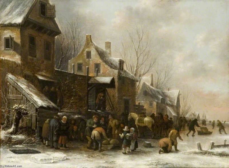 Wikioo.org – L'Encyclopédie des Beaux Arts - Peinture, Oeuvre de Klaes Molenaer - scène hivernale dans  Hollande