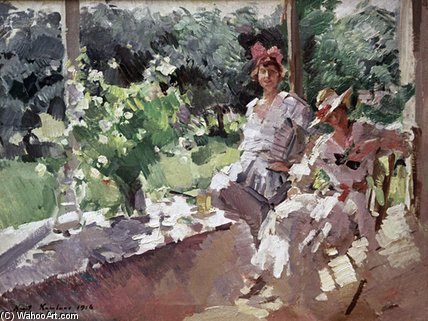 Wikioo.org - The Encyclopedia of Fine Arts - Painting, Artwork by Konstantin Alekseyevich Korovin - A Terrace