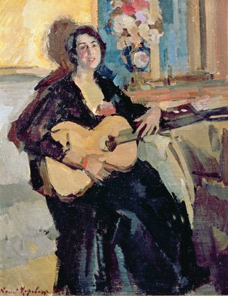 WikiOO.org - Encyclopedia of Fine Arts - Schilderen, Artwork Konstantin Alekseyevich Korovin - Lady With A Guitar