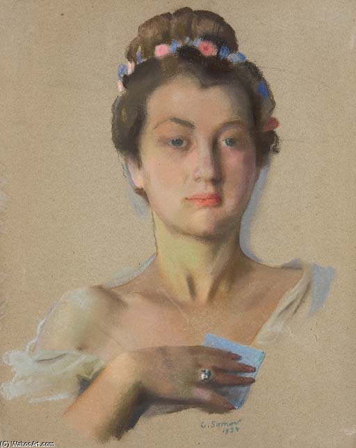 WikiOO.org - Encyclopedia of Fine Arts - Maleri, Artwork Konstantin Somov - Portrait Of Aleksandra Levchenko