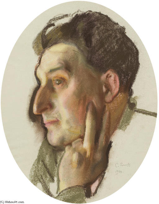 Wikoo.org - موسوعة الفنون الجميلة - اللوحة، العمل الفني Konstantin Somov - Portrait Of M.G. Lukianov In Profile