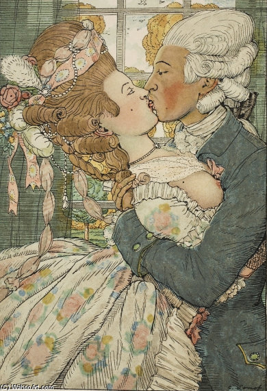 WikiOO.org - Енциклопедия за изящни изкуства - Живопис, Произведения на изкуството Konstantin Somov - The Kiss