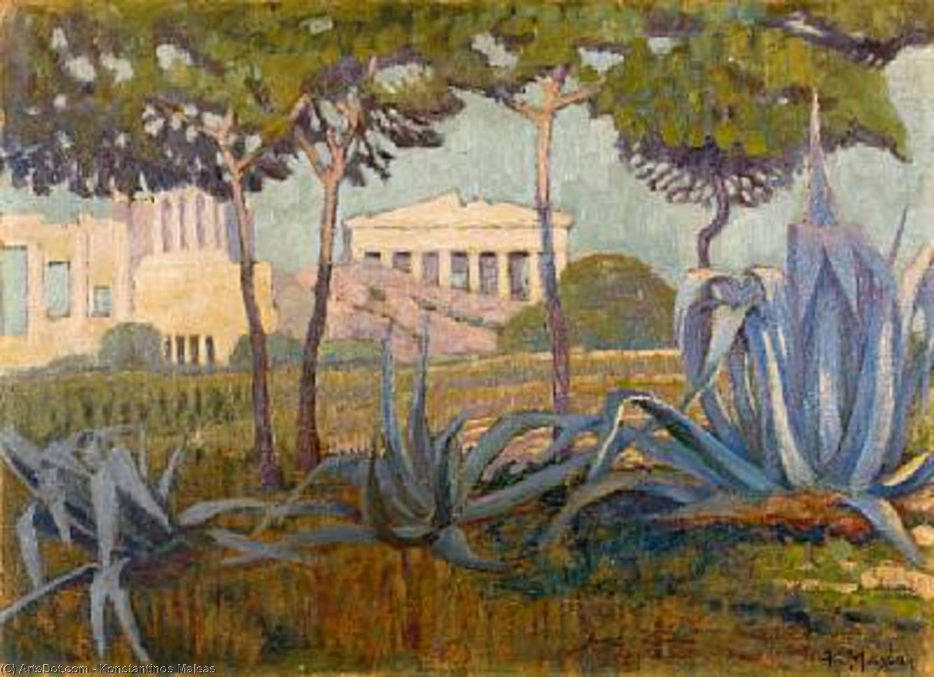 WikiOO.org - אנציקלופדיה לאמנויות יפות - ציור, יצירות אמנות Konstantinos Maleas - View Of The Acropolis