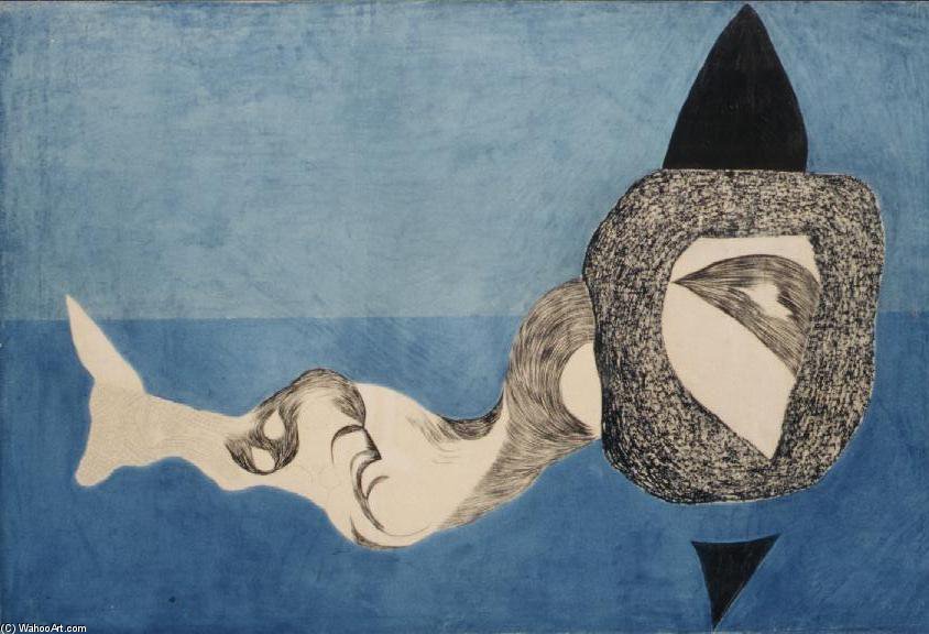 WikiOO.org - Encyclopedia of Fine Arts - Schilderen, Artwork Lajos Vajda - Monster In Blue Space