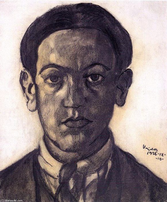 WikiOO.org - Enciclopédia das Belas Artes - Pintura, Arte por Lajos Vajda - Self-portrait With Necktie