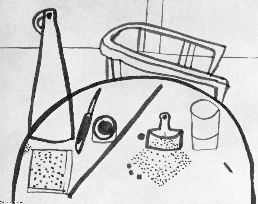 WikiOO.org - Encyclopedia of Fine Arts - Maľba, Artwork Lajos Vajda - Table Still-life With Armchair
