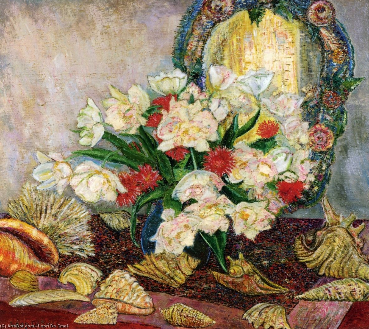 WikiOO.org - Енциклопедия за изящни изкуства - Живопис, Произведения на изкуството Leon De Smet - Flowers And Shells