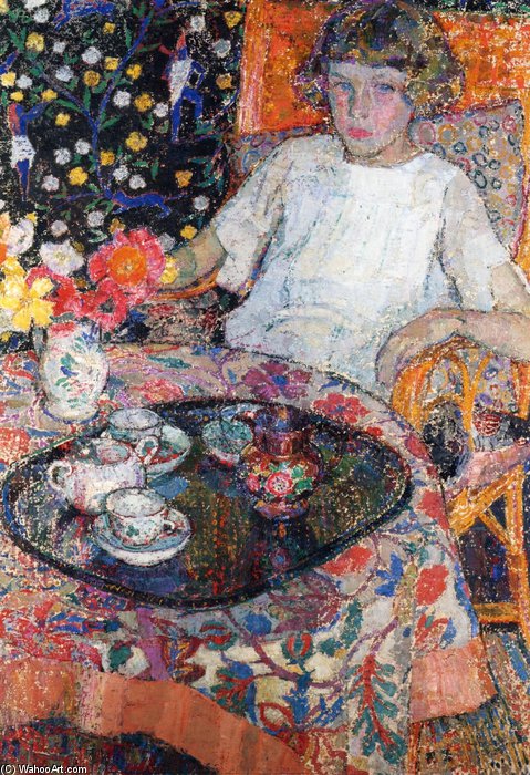 WikiOO.org - Encyclopedia of Fine Arts - Malba, Artwork Leon De Smet - Little Girl At The Table