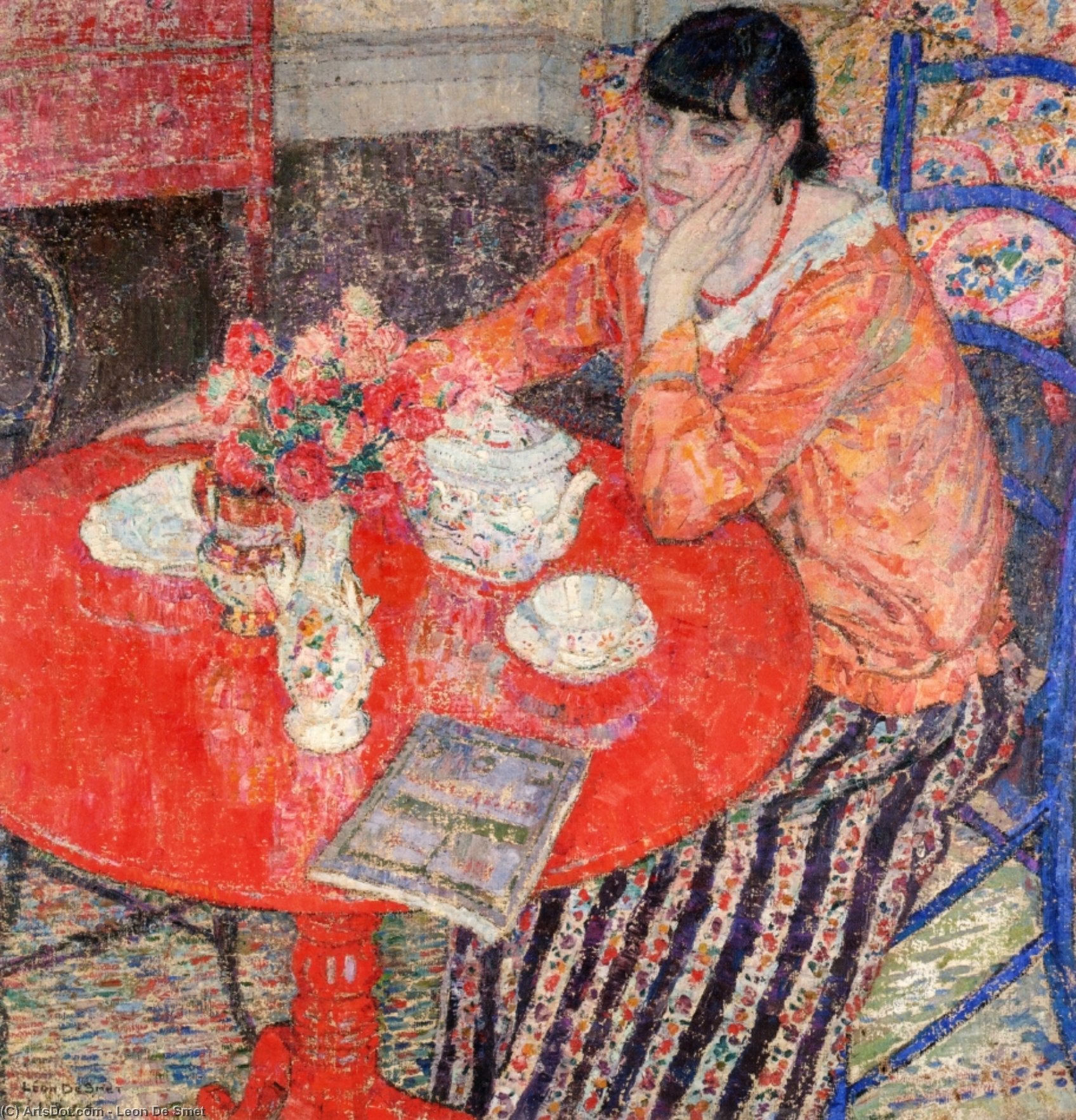 Wikioo.org - The Encyclopedia of Fine Arts - Painting, Artwork by Leon De Smet - The Red Table