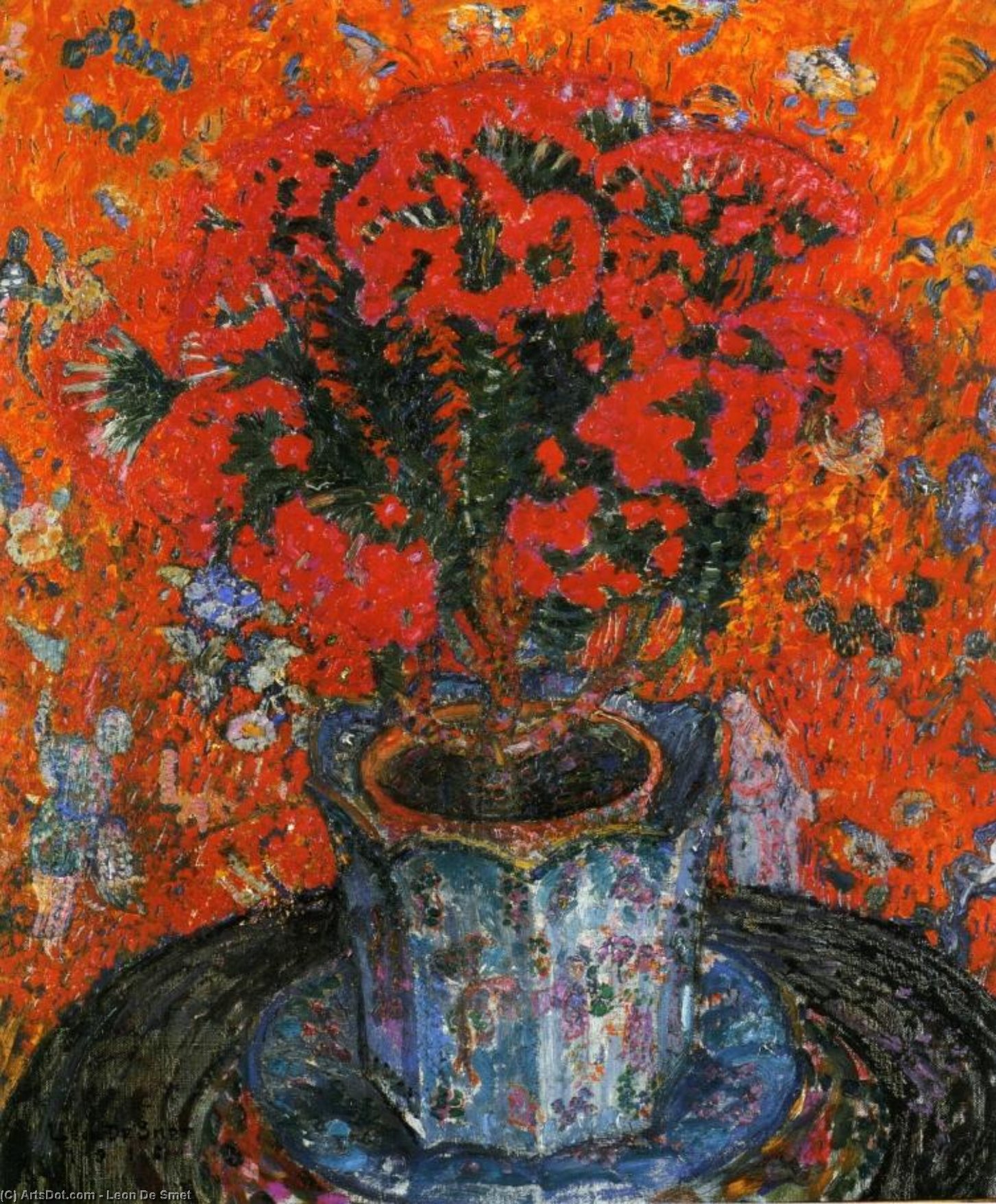 WikiOO.org – 美術百科全書 - 繪畫，作品 Leon De Smet - 鲜花的花瓶