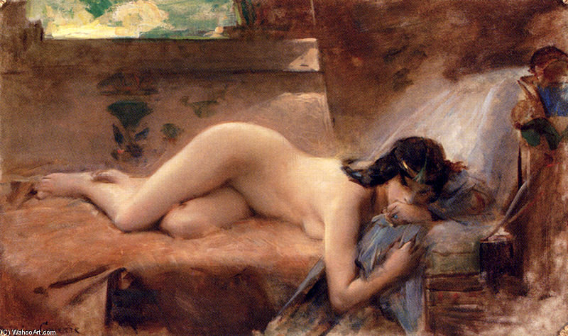 WikiOO.org - Encyclopedia of Fine Arts - Maleri, Artwork Leon Francois Comerre - Study For Le Manteau Legendaire