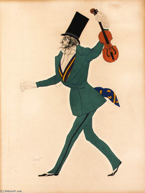WikiOO.org - Enciclopédia das Belas Artes - Pintura, Arte por Leon Bakst - Portrait Of A Violinist