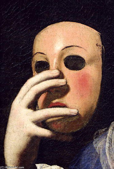 WikiOO.org – 美術百科全書 - 繪畫，作品 Lorenzo Lippi - 女人与一个 面膜