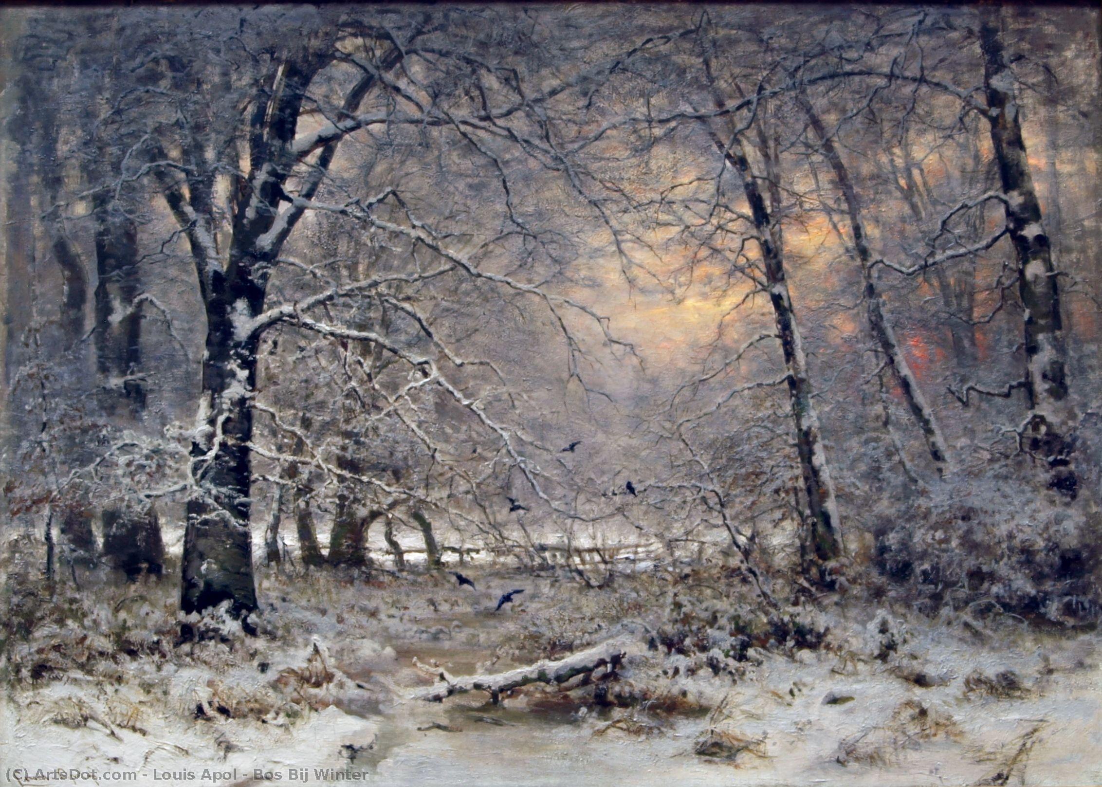 Wikioo.org - The Encyclopedia of Fine Arts - Painting, Artwork by Louis Apol - Bos Bij Winter