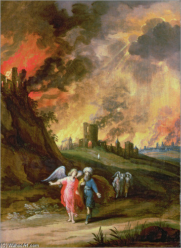 Wikioo.org - The Encyclopedia of Fine Arts - Painting, Artwork by Louis De Caullery - Lot And His Daughters Leaving Sodom