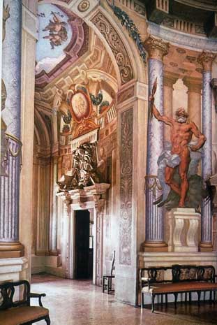 Wikioo.org – L'Encyclopédie des Beaux Arts - Peinture, Oeuvre de Louis Dorigny (Ludovico Dorigny) - Palladio Rotonda Intérieur