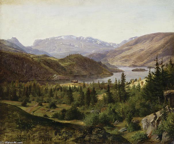Wikioo.org - The Encyclopedia of Fine Arts - Painting, Artwork by Louis Gurlitt - Hjelle In Valders, Tile Fjord