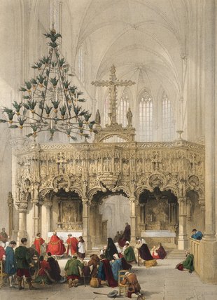 WikiOO.org - Encyclopedia of Fine Arts - Målning, konstverk Louis Haghe - Screen In The Church Of Aerscot