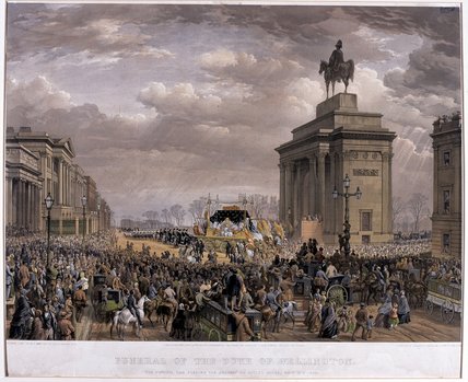 Wikioo.org - The Encyclopedia of Fine Arts - Painting, Artwork by Louis Haghe - The Duke Of Wellington's Funeral Car Passing