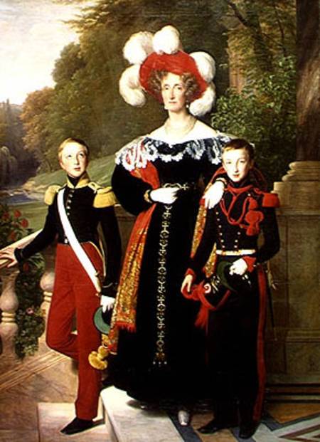 WikiOO.org - Encyclopedia of Fine Arts - Maalaus, taideteos Louis Hersent - Marie Amelie Of Bourbon-sicile And Her Sons, Henri Of Orleans Duke Of Aumale A