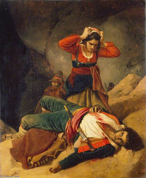 WikiOO.org – 美術百科全書 - 繪畫，作品 Louis Léopold Robert -  死亡  的 `brigand`
