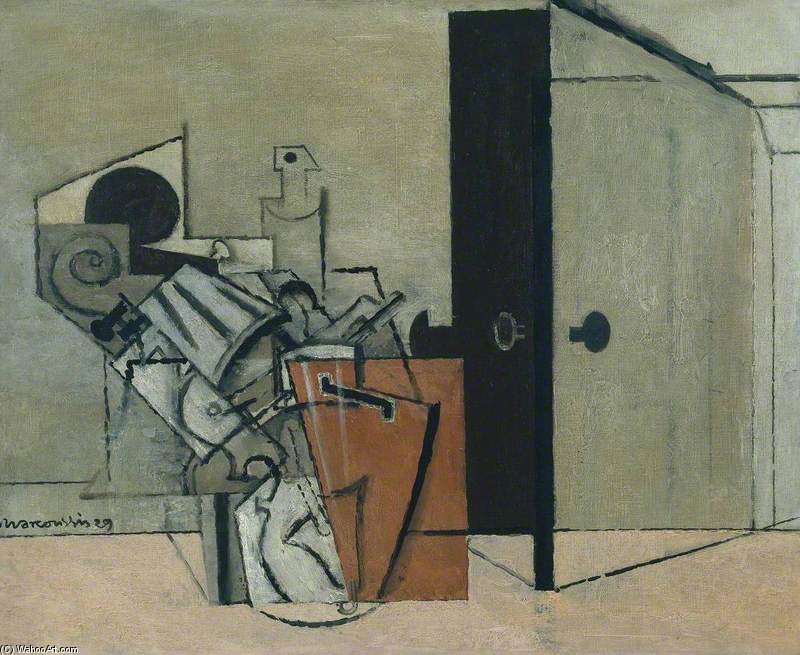 WikiOO.org - Encyclopedia of Fine Arts - Maalaus, taideteos Louis Marcoussis (Ludwik Markus) - Interior With A Double Bass