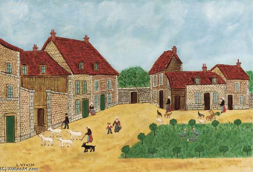 Wikioo.org - The Encyclopedia of Fine Arts - Painting, Artwork by Louis Vivin - Scène Du Village