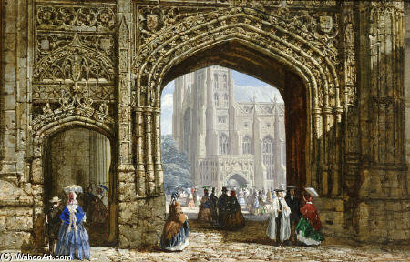 Wikioo.org - The Encyclopedia of Fine Arts - Painting, Artwork by Louise Rayner - Canterbury Cathedral