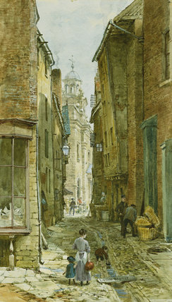 Wikioo.org - The Encyclopedia of Fine Arts - Painting, Artwork by Louise Rayner - Figures In Harp Lane, Ludlow