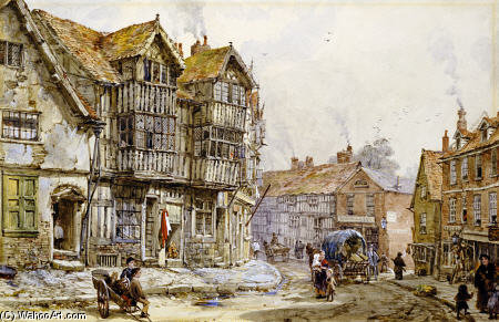 Wikioo.org - The Encyclopedia of Fine Arts - Painting, Artwork by Louise Rayner - Old Houses, Shrewsbury