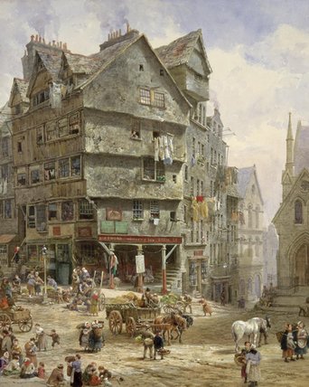 Wikioo.org - The Encyclopedia of Fine Arts - Painting, Artwork by Louise Rayner - The High Street From The West Bow, Edinburgh